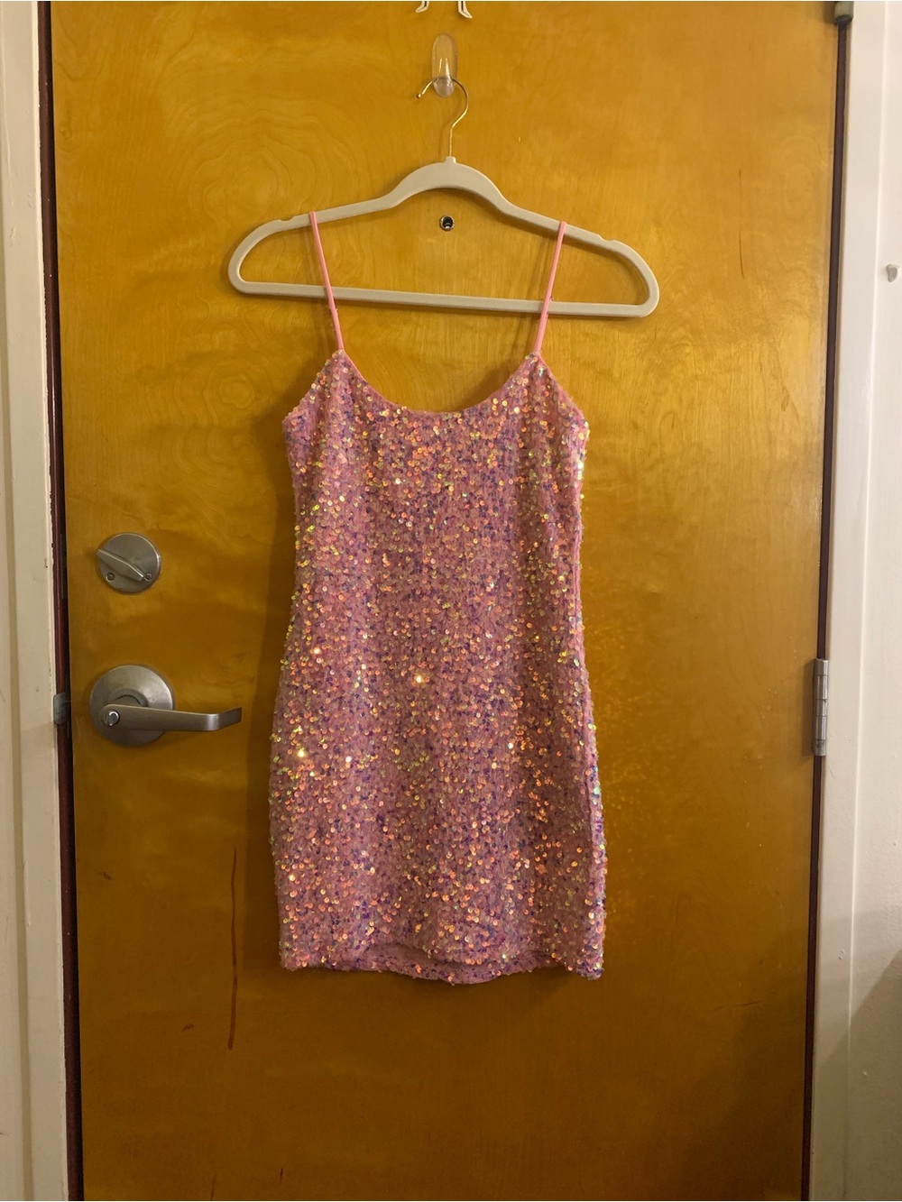 Lucy in the Sky Pink Sequin Mini Slip Dress